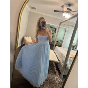 Elegant Blue Strapless Dress